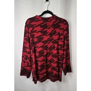 Chico’s Zip Back Mock Neck Red Knit Sweater Classic Fit 3/4 Sleeves Size 3 XL